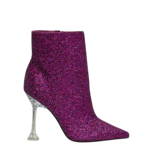 Nine West Shoes - Nine West Tonight Dress Booties Magenta Chunky Glitter